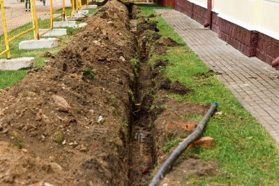 Drainage Pipe Installation in Yard